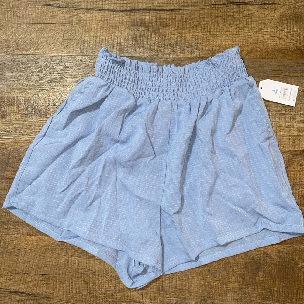 Womens Blue Shimmery Time and Tru Woven Coverup Shorts size S (4-6)